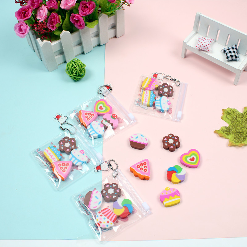 Creativo de dibujos animados simulación postre lindo borrador estudiante suministros escolares borrador jardín de infantes pequeño regalo al por mayor