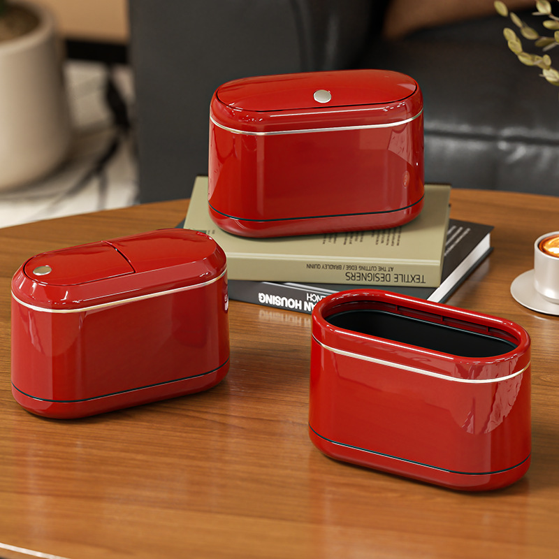 Mini Desktop Trash Can for Home Use, High-End, Large-Capacity, Narrow Gap Bedroom Office with Lid, Gap Storage Bin