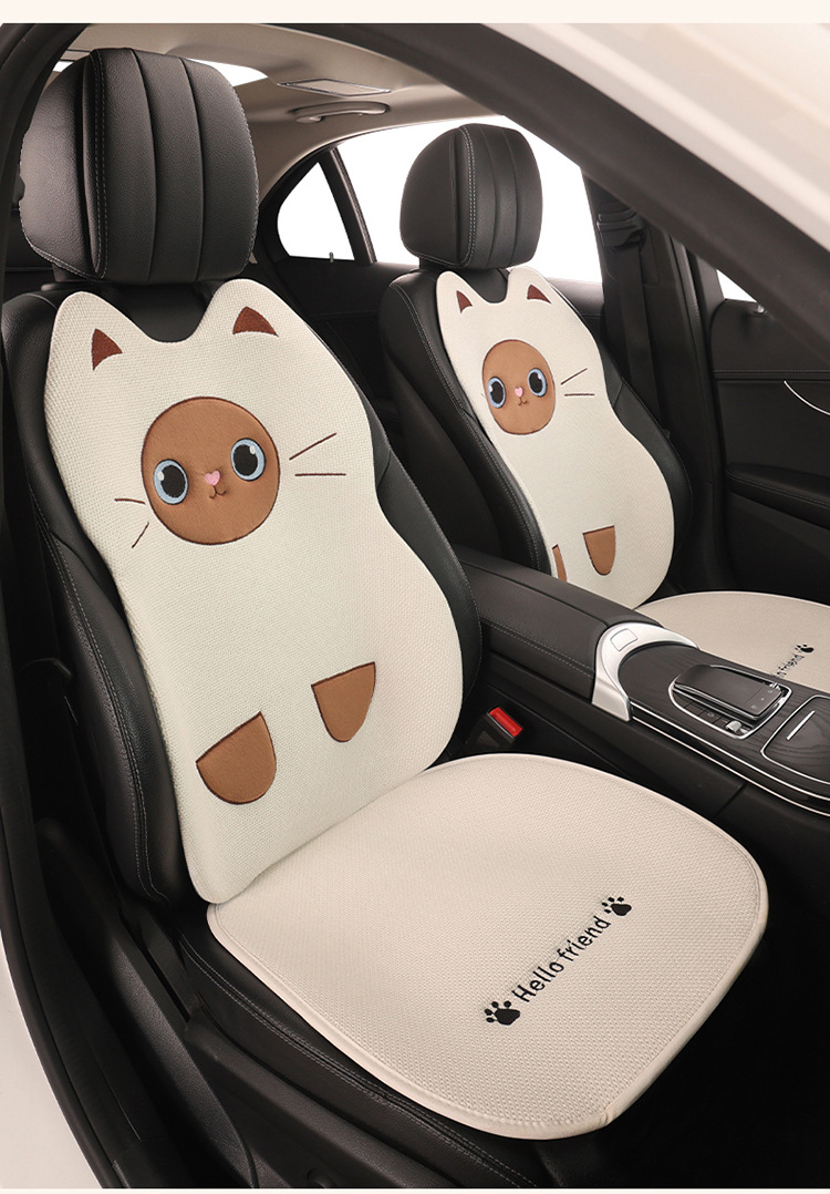 Car Seat Cushion, Universal for All Seasons, Linen Car Seat Cushion Cover, Full Cotton and Linen Breathable Female Car Cushion, Car Seat Cover Single Piece