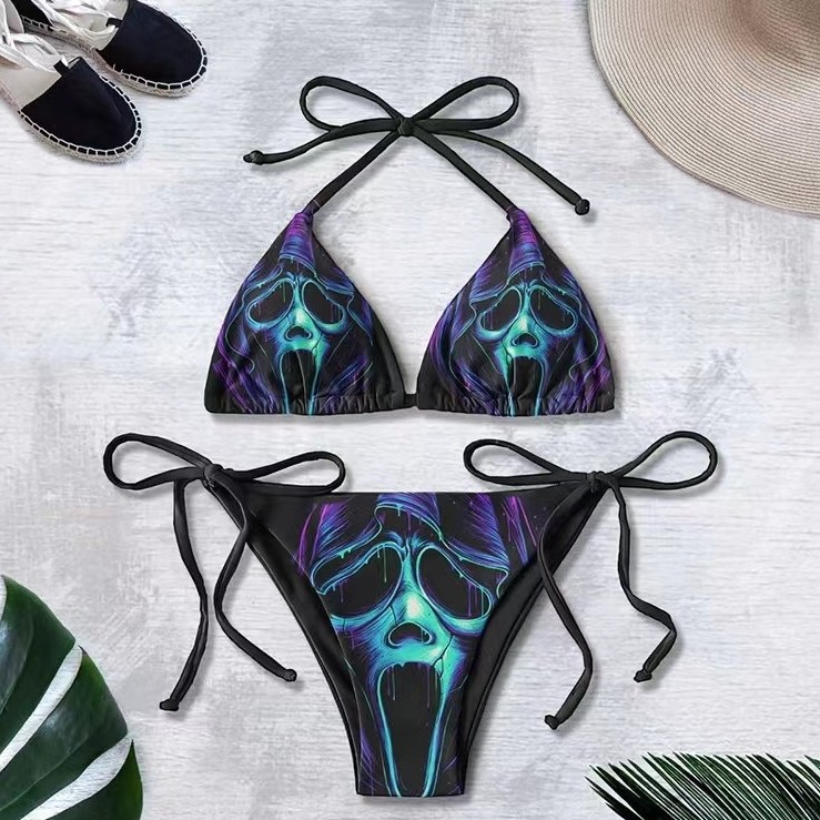 New Funny European and American Foreign Trade bikini bikini Dark Punk Swimsuit Women's Sexy Curve