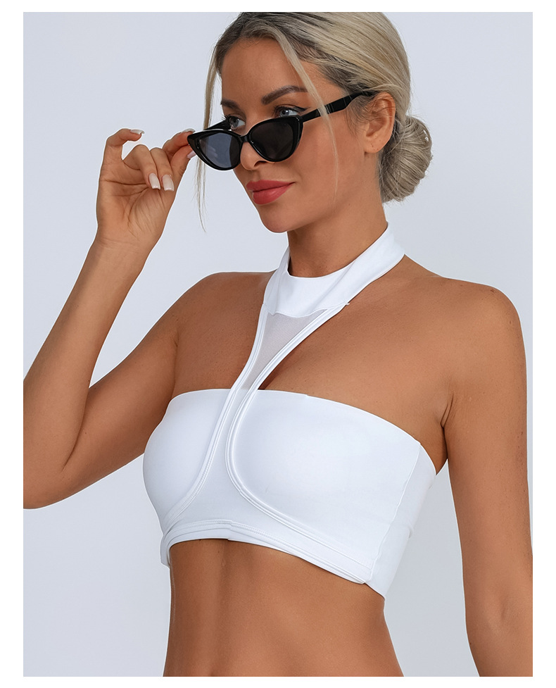 Cuello transfronterizo, ropa interior deportiva, ropa interior deportiva, resistencia media, espalda abierta con almohadilla de pecho, ropa de yoga de cuello redondo sexy