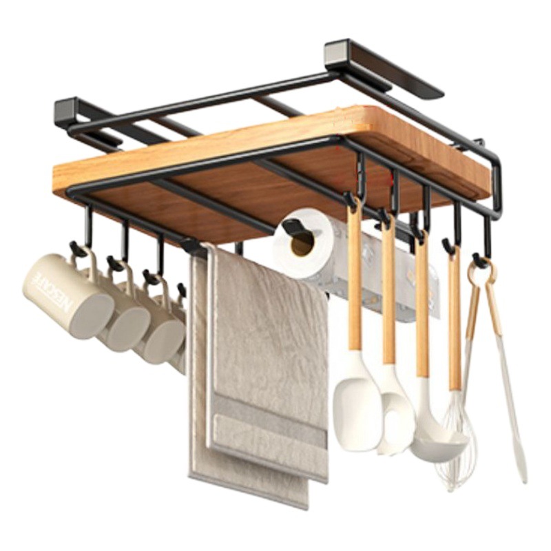 Cocina sin perforaciones rack de almacenamiento gabinete tejido inferior rack de doble capa tabla de cortar estante de acero inoxidable cubierta de la olla estante colgante gabinete de almacenamiento