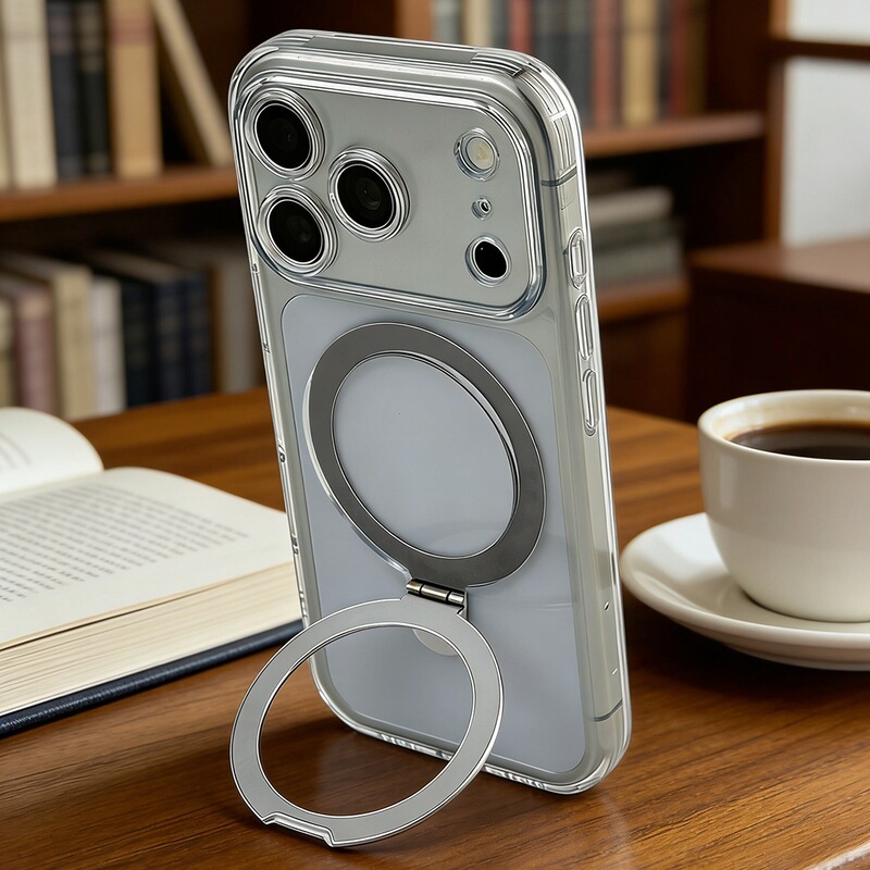 Precision Hole Anti-Drop Magnetic Stand for Apple 17 Pro Max High-Transparency 17 Phone Case Soft Edge Protective Case Suitable for 17 Pro