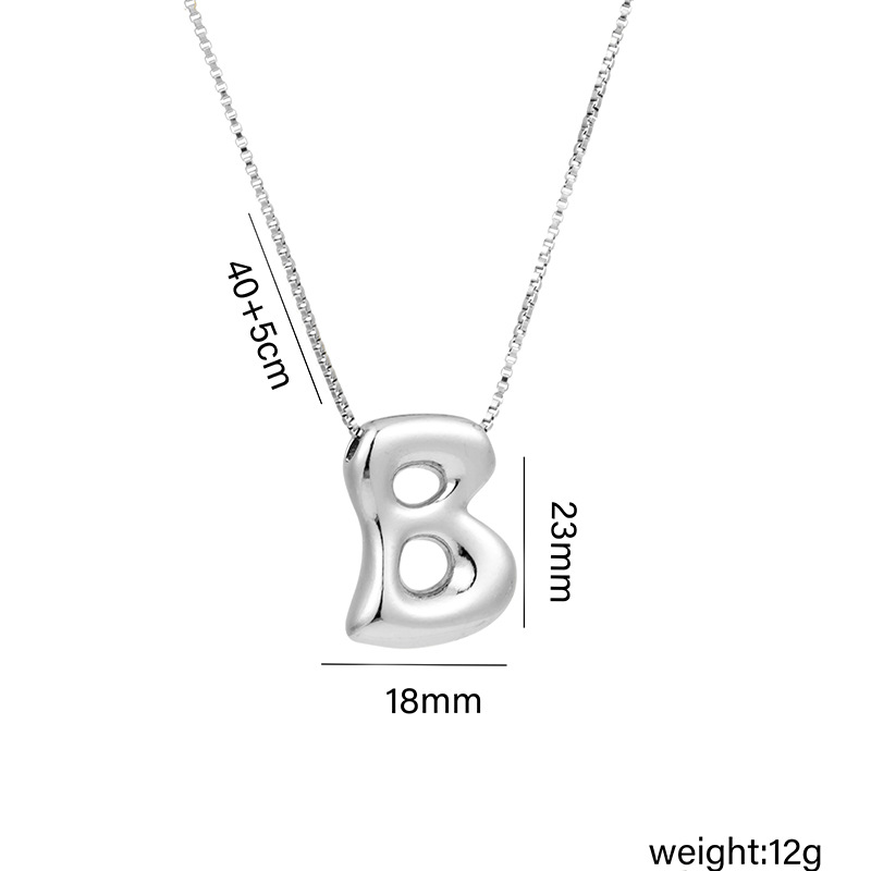 12g Weight Vacuum Plating Gold Plating Process White Gold Plated Plating Material Copper Pendant Material Pendant Necklace Classification Copper Chain Material 1 Piece Quantity Daily Occasion Copper Material Letter Pattern Women's Gender Plating Design Basic Style Copper White Gold Plated Basic Plating Letter Pendant Necklace 2