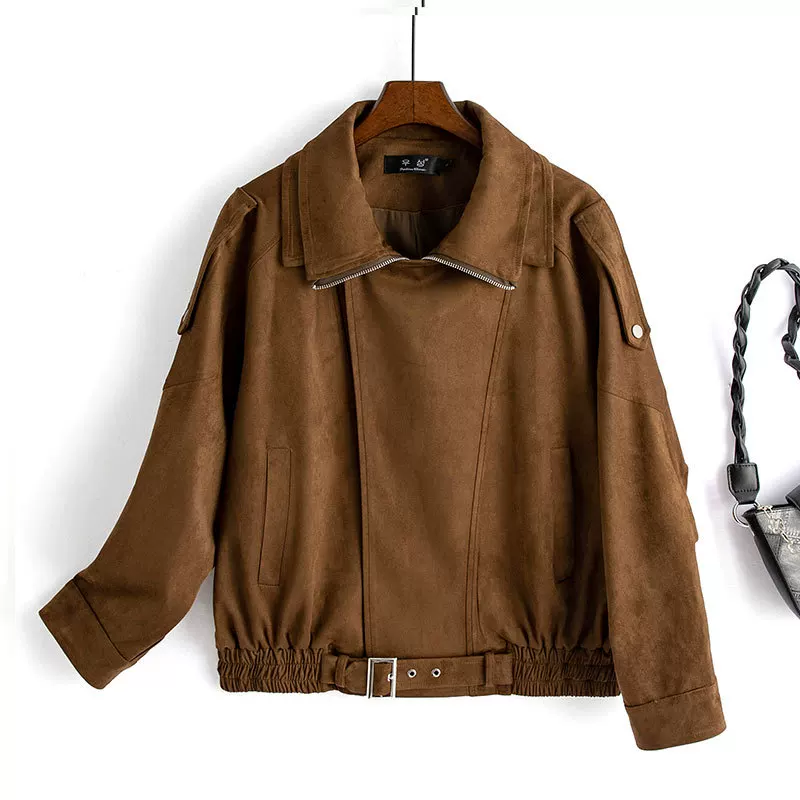 Autumn short jacket, genuine leather, oversize, plus size
