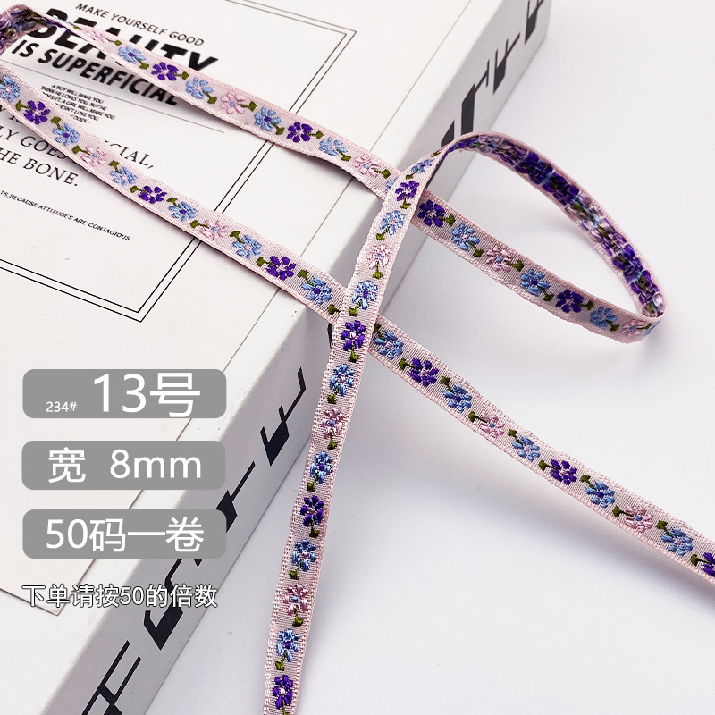 Chuanzhou ropa accesorios de encaje de poliéster jacquard banda 8MM flores decoración universal borde de zapatos accesorios gorra