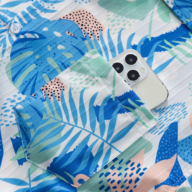 Foreign Trade Cross-Border Wholesale 2026 Trendy Brand Summer New Style Vacation Style Thai Retro Hong Kong Style Floral Shirt Fabric Cuba
