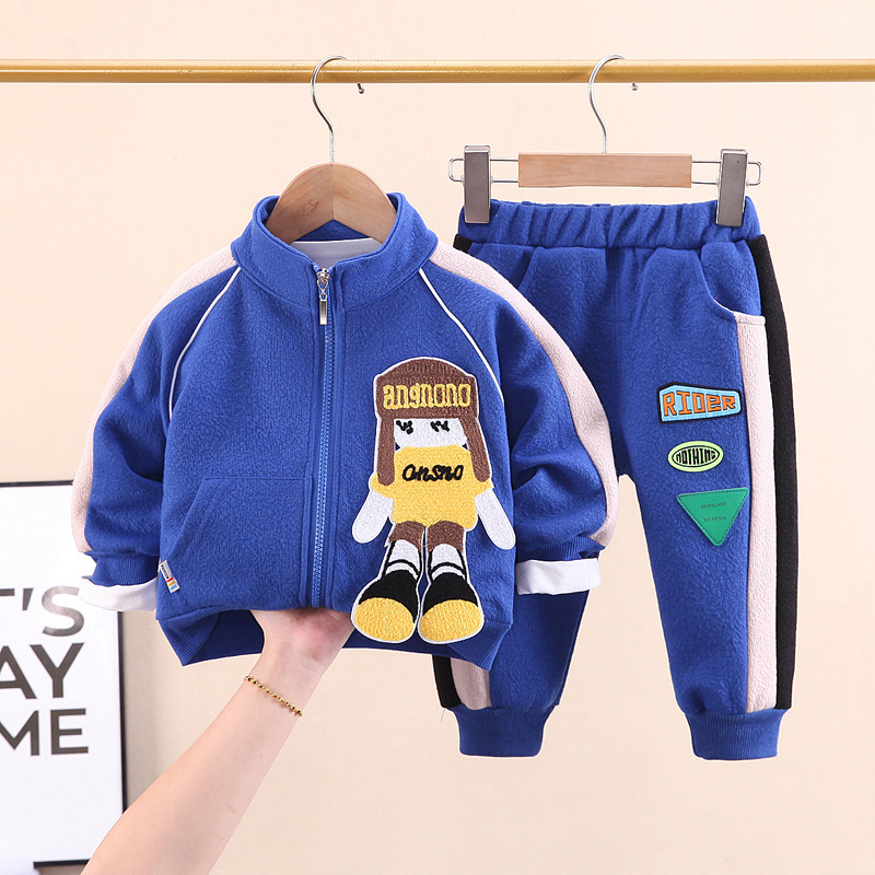 Kinder 2022 Frühling und Jungen Herbst Neue Produkt Cartoon Brief Puppe Gespleißt Baseball Anzug Zwei Stück Set_voghion.com