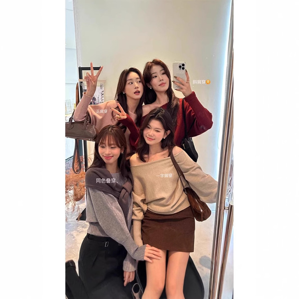 Khaki knitted autumn sweater
