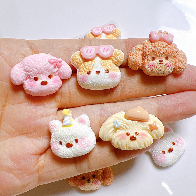 Resin Accessories Wholesale DIY Accessories Handmade Materials Clogs Shoes Flower Hat Mobile Phone Case Patch Curly Dog