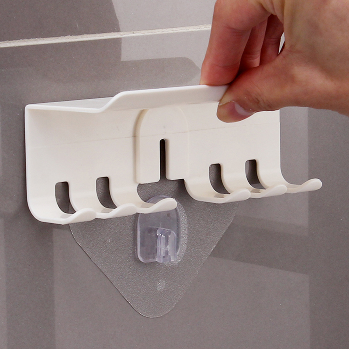 Estática sin costura cepillo de dientes titular de baño montado en la pared sin clavos cepillo de dientes estante de almacenamiento de cepillo de dientes sin punzón