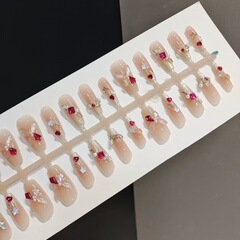 穿戴甲30片整条T127/S279多宝彩蝶中梯轻奢风蝴蝶彩钻显白气质甲