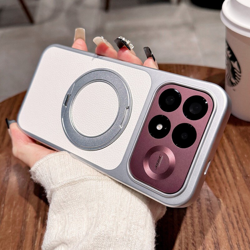 Suitable for Redmi K100 Pro phone case, K100 Pro Max protective cover, featuring a lychee-patterned, plain leather design, with a stand and a matte, drop-resistant finish