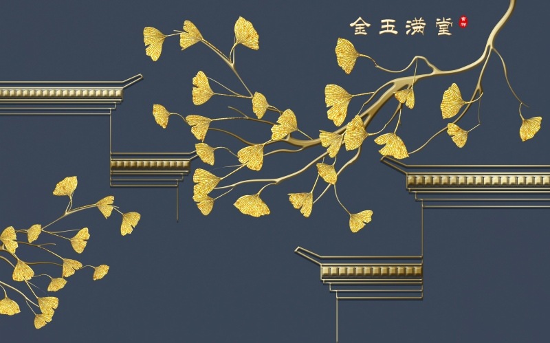 简约中式银杏叶金