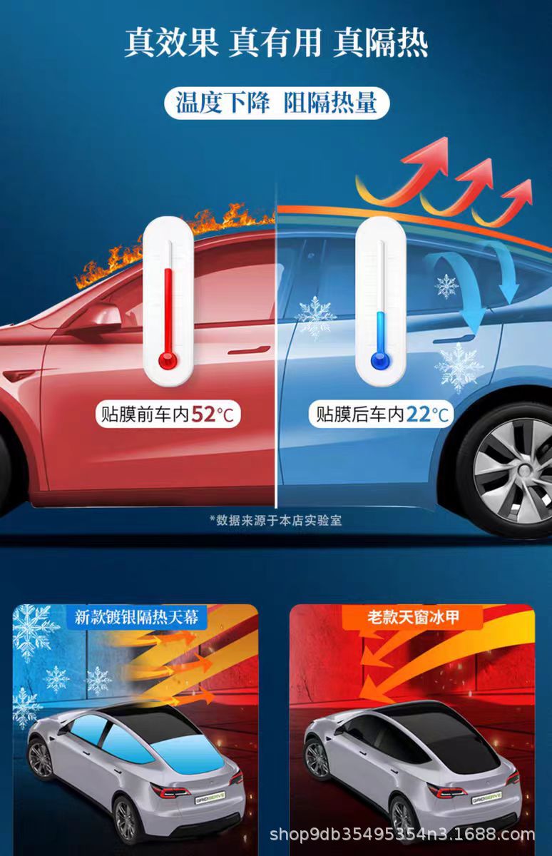 DuPont silver-plated black sunroof ice armor insulation film glass explosion-proof solar film roof sunscreen car film