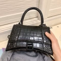 Black crocodile pattern large black hardware