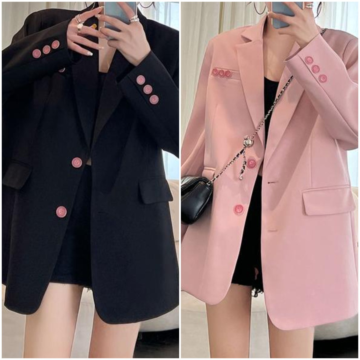 Korean Stil Freizeit Blazer Für Damen Klassisch Lockerer Schnitt_voghion.com