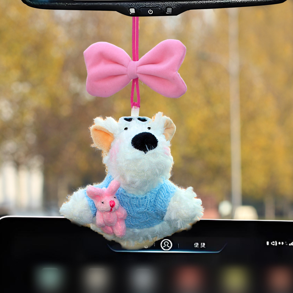Colgante de automóvil West Highland Puppy 2025 nuevo espejo retrovisor de automóvil colgante muñeca de peluche muñeca sensación de alta calidad