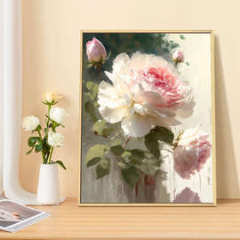 1F13月季玫瑰花 DIY数字油画植物花卉手绘填充画画丙烯填色解压装