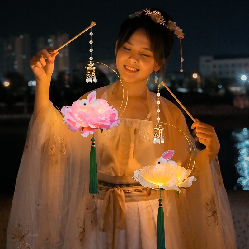 中秋节灯笼手提发光手工DIY材料制作包摆摊玩具批发古风花灯批发|undefined