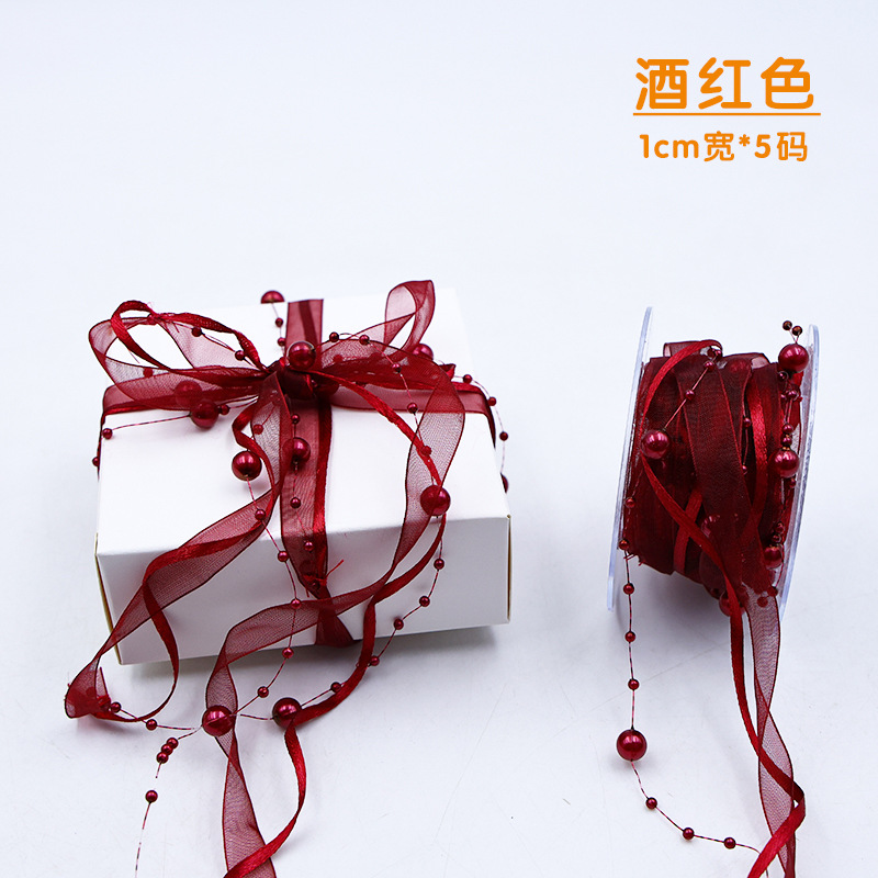 Hilo de amor de cuentas, cinta de perlas, cadena de cuentas creativas, cinta de color, material de embalaje de flores, accesorios para el cabello con cuentas, cinta de bricolaje de regalo