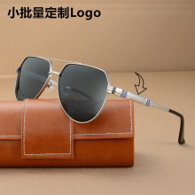 跨境新款大框蛤蟆镜金属双梁偏光太阳镜男士复古飞行员开车墨镜