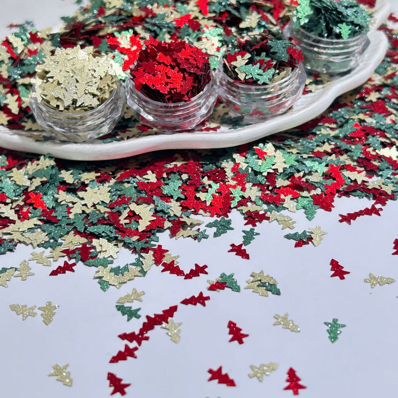 New Reflective Christmas Tree Sequin Quicksand Handmade Toys DIY Material Package Christmas Nail Art Decoration Accessories