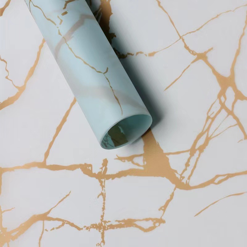 Papel de regalo impermeable con diseño de mármol de la marca Lizhiran, papel Nosa para envolver flores, materiales florales para embalaje de regalos.
