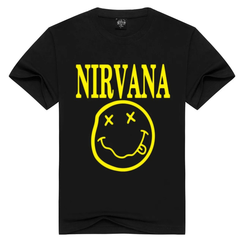 Long-Term 2024 Summer New Rock 3D Short-Sleeved Stereo T-Shirt Printed Men's T-Shirt Nirvana Rock涅