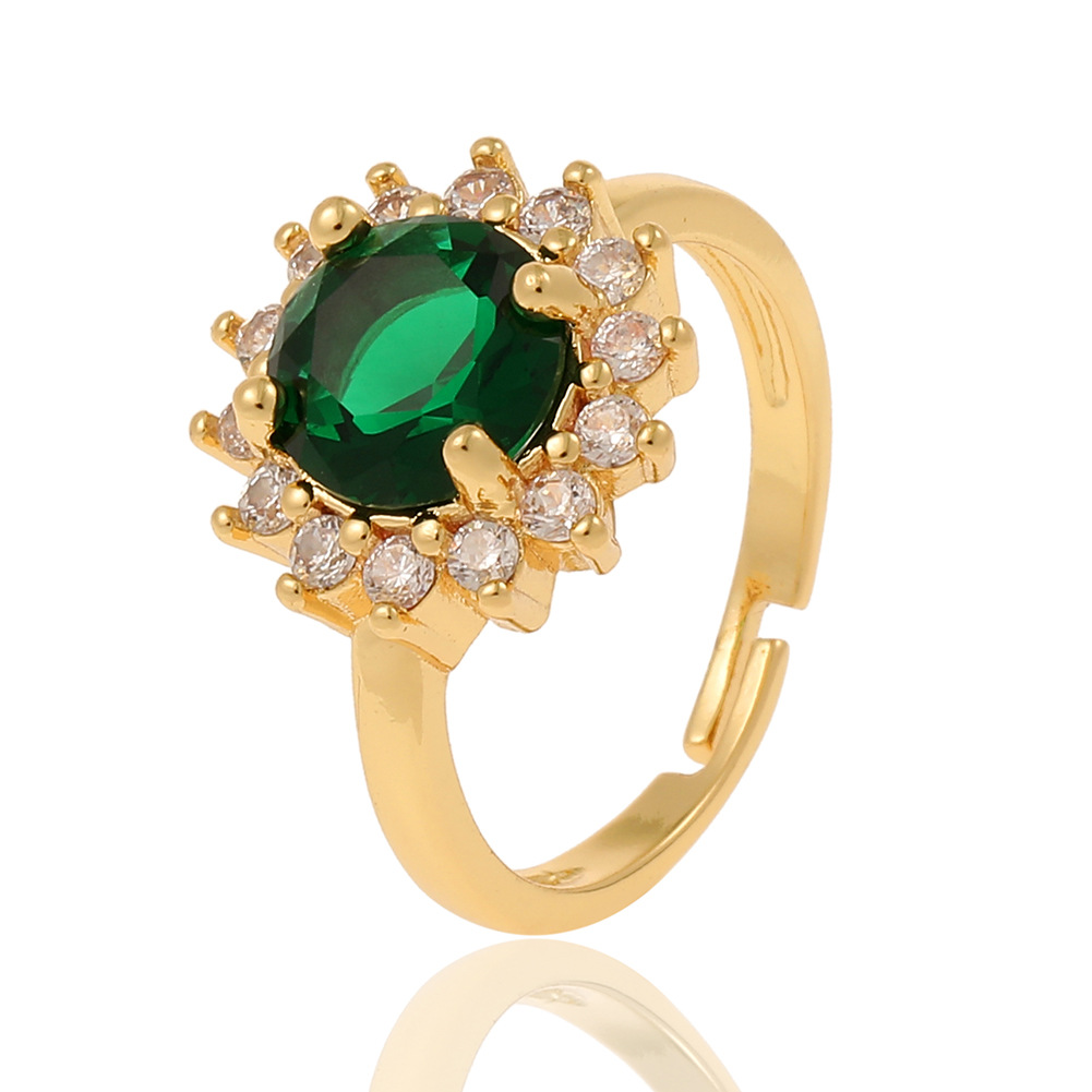 Fashion Flower Copper Rings Inlay Zircon Copper Rings