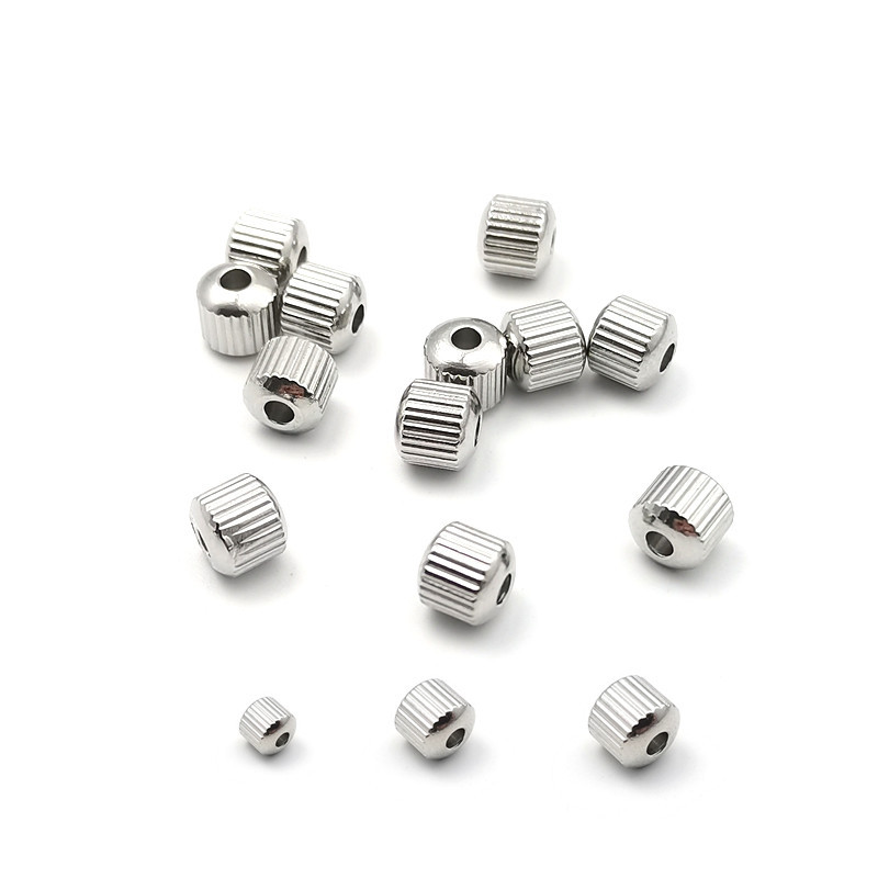 不锈钢竖纹通孔隔珠 手链项链条纹散珠编绳直孔珠串珠DIY饰品配件