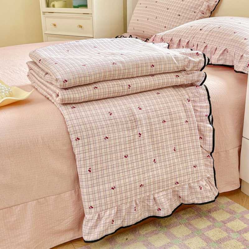 2025A Maternal and Infant Grade Waxy Cotton Can Be Slept Naked in All Seasons Quilt Cover Bed Sheetss Four-Piece Set Student Dormitory Bed Three-Piece Set