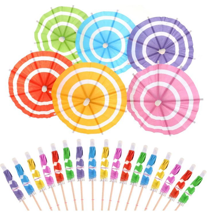 Набор для украшения вечеринок в гавайском стиле: 3D-зонтики из соломки с фруктами, флуоресцентные зонтики, соломенные фламинго