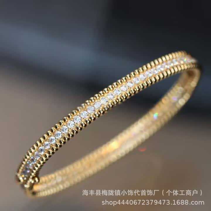 ハイバージョン V ゴールド Fanzhijia ベビーブレスビーズ単列ブレスレット女性用厚いメッキ 18K ゴールドナローバージョンフルダイヤモンドビーズエッジブレスレット卸売|undefined