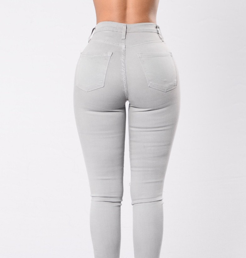 High Waist Waist Line Women's Daily Streetwear Gradient Color Full Length Washed Jeans Skinny Pants