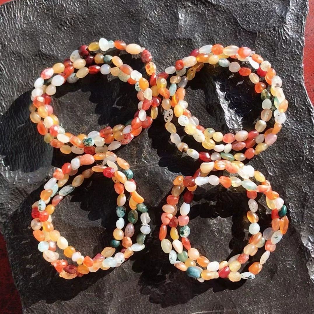 Фабрика оптовая натуральный Гоби сырой агат цветной агат браслет с тремя кругами