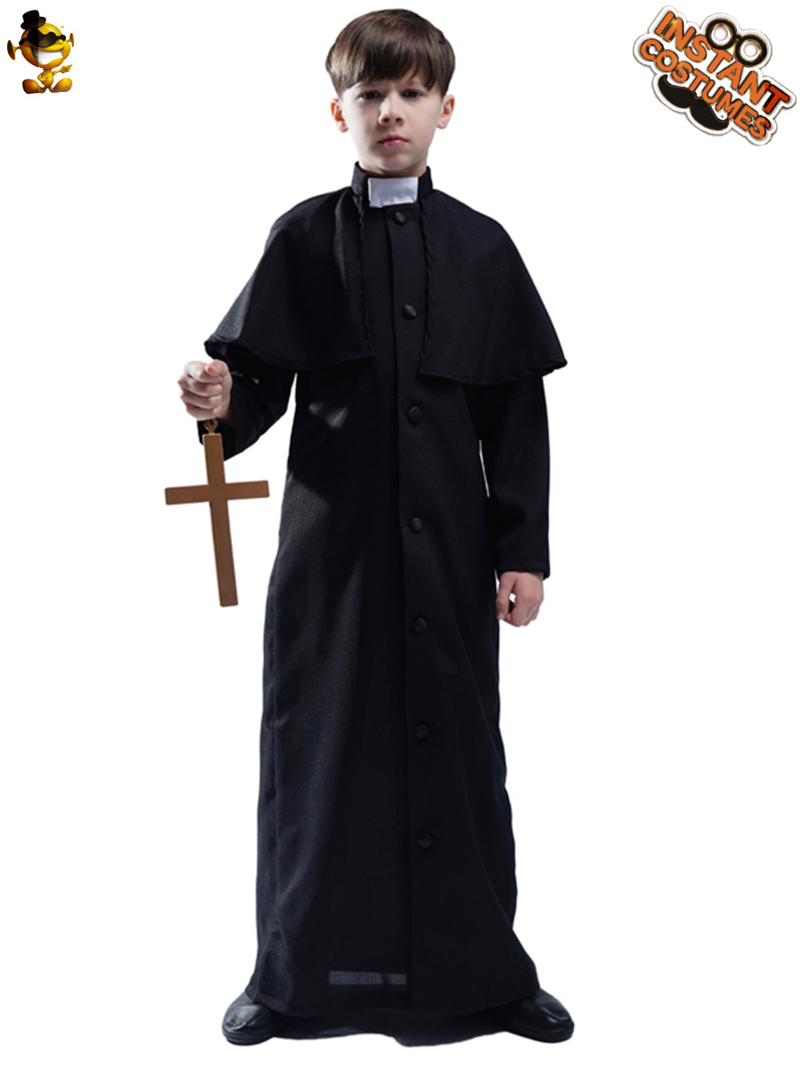 De Halloween de Los Niños macho monje sacerdote traje sacerdote juego de rol PARTIDO DE DISTRIBUCIÓN DE DISFRACES al por mayor image 4