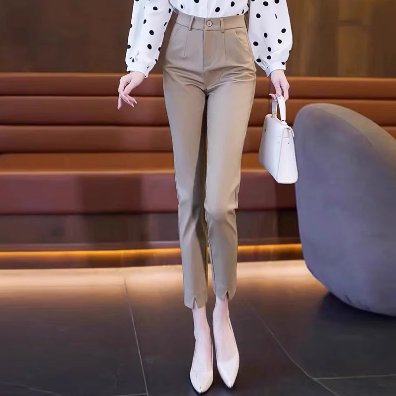 裤子女2025新款春夏九分裤修身显瘦西装裤小脚铅笔裤休闲烟管女裤|undefined