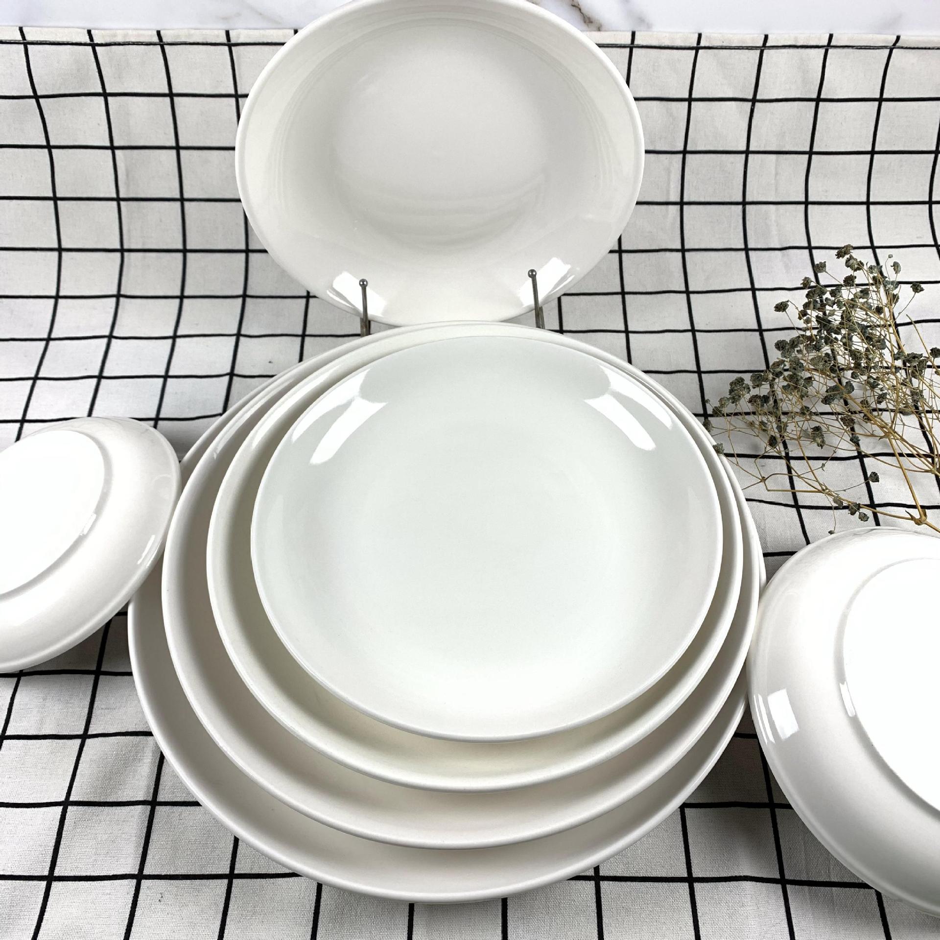 Fábrica directa de hoteles y restaurantes caseros plato de fruta blanca pura 6 pulgadas plato de fruta - 18 pulgadas plato de arroz plato de platos de platos de platos profundos