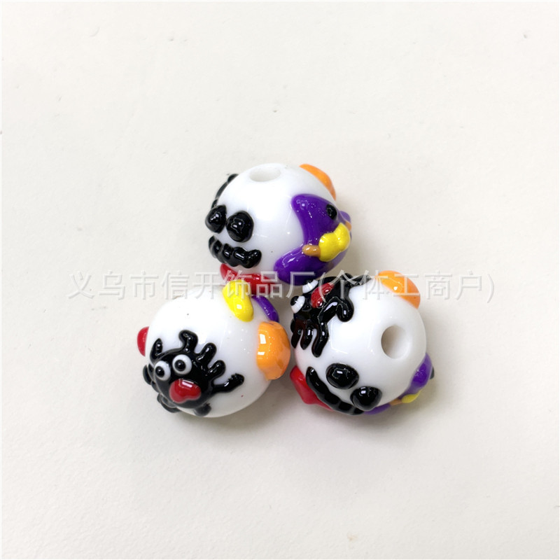 通孔万圣节系列手绘圆珠串珠笔配件手机钥匙包链diy手工饰品串珠|undefined