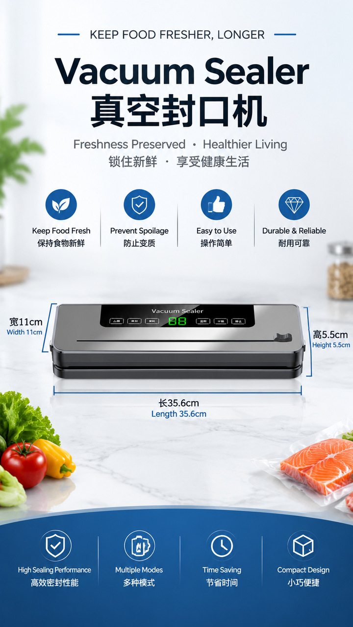 Vacuum sealer fully automatic food packaging dry and wet use