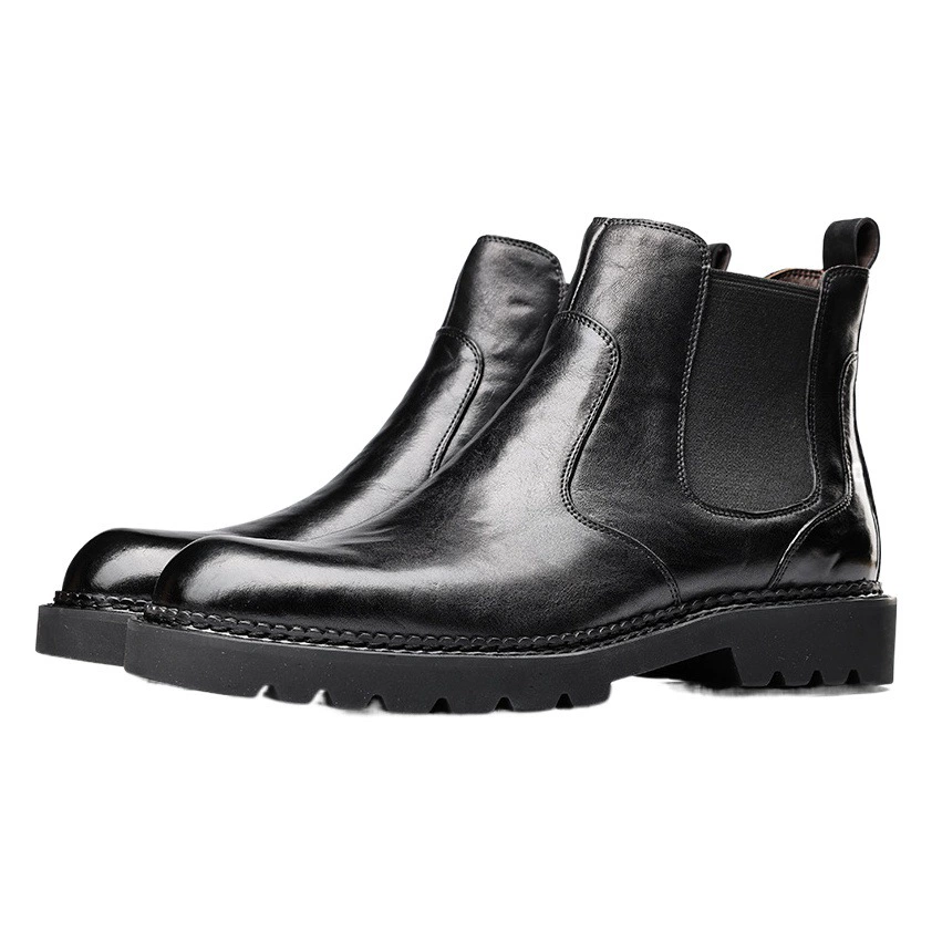 Кожаные ботинки в британском стиле, мужские туфли на толстой подошве из воловьей кожи, высокий костюм, мужская кожаная обувь, деловые ботинки, мужские ботинки челси
