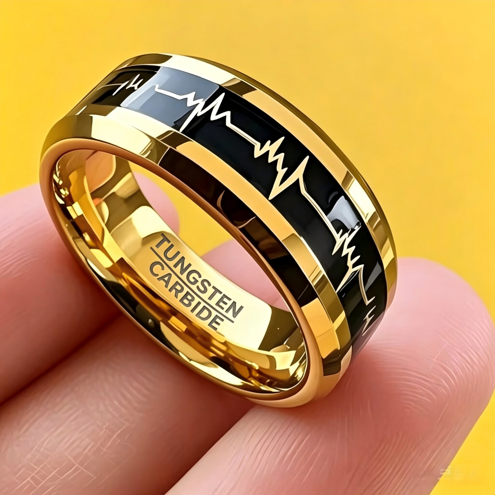 Moda popular brazalete de carbono y anillo de acero de titanio de vitamina temperamento amor pareja anillo de pulsera Chaonan suministro mayorista transfronterizo