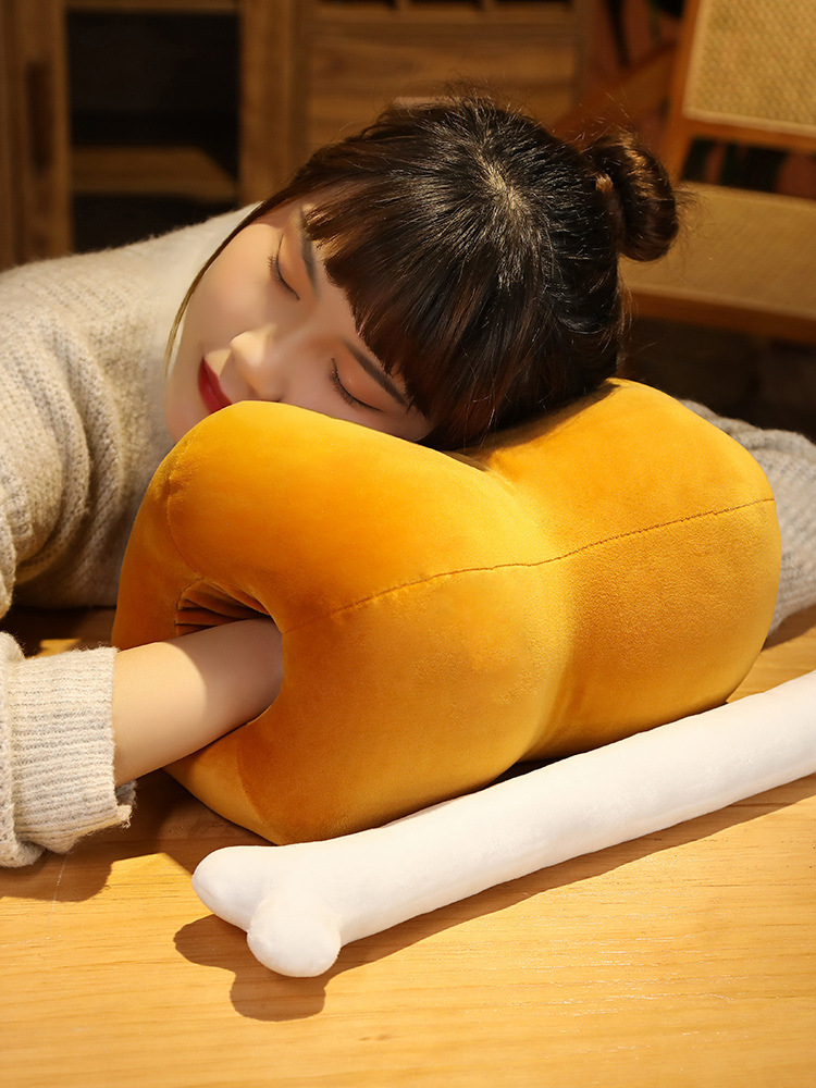 Creative Meat Bone Pillow Plush Toy, Detachable Office Nap Pillow, Dual-Use Hand Warmer for Students, Prone Sleeping Pillow