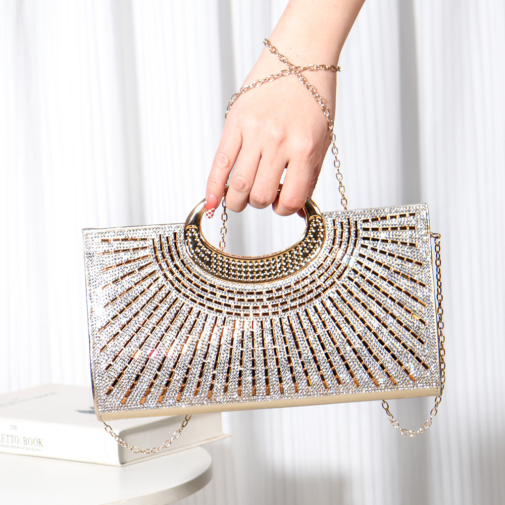 Evening Handbag Shiny Rhinestone Striped Clutch For Weddings_voghion.com