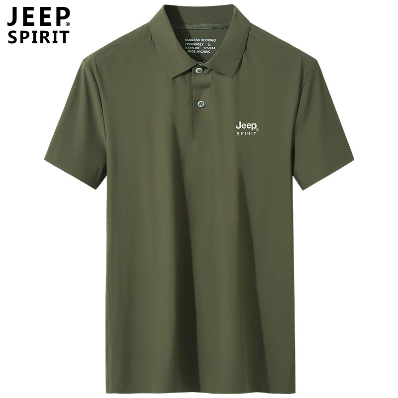 JEEP SPIRIT мужская летняя деловая Повседневная футболка с коротким рукавом и лацканами мужская рубашка-поло больших размеров 0181
