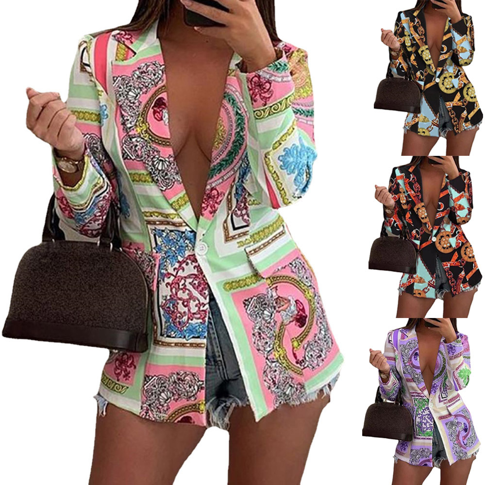 Women's Fashion Plaid Printing Single Breasted Blazer Blazer display picture 1