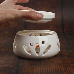 Ceramic Magnolia Stove Base for Heating and Keeping Warm Dishes, Teapot, Tea Warmer, Incense, Mosquito-Repellent Candle Base, Lipstick DIY Tool