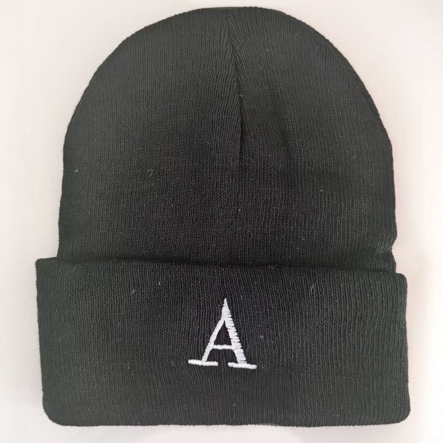 Gorro de Punto Bordado de Poliéster, Térmico y Cortavientos, para Otoño e Invierno