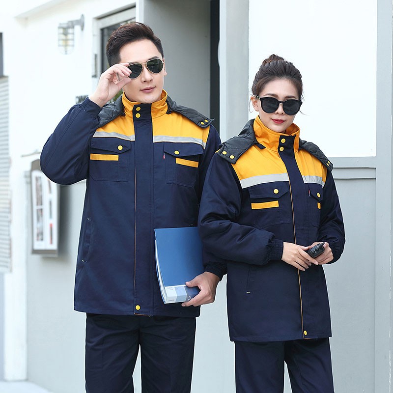 invierno algodón chaqueta de algodón conjunto de ropa de trabajo chaqueta de hombre y mujer reparación de automóviles fría gruesa ropa de protección laboral desmontable calentamiento